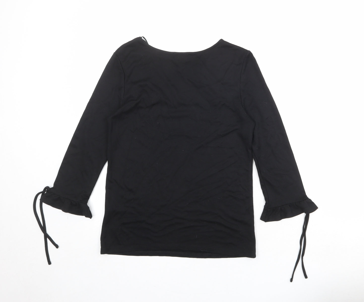 ORSAY Womens Black Viscose Basic Blouse Size M Round Neck - Lace Details