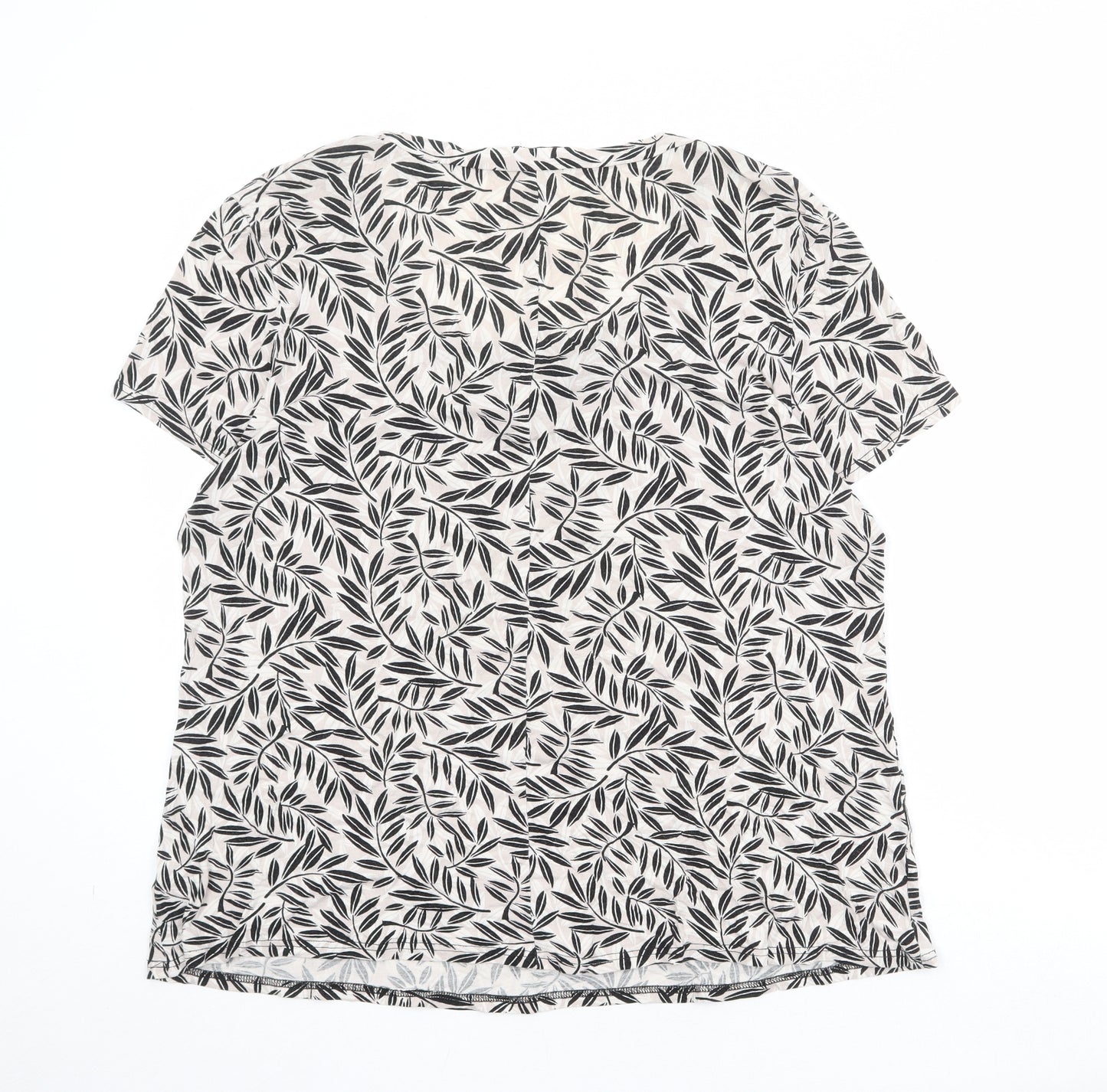 Bonmarché Womens Beige Geometric Viscose Basic Blouse Size 22 V-Neck