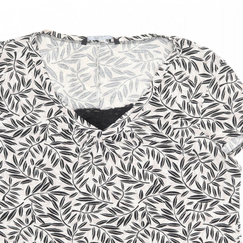 Bonmarché Womens Beige Geometric Viscose Basic Blouse Size 22 V-Neck