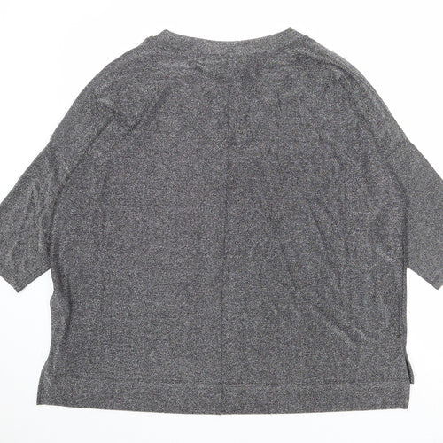Marks and Spencer Womens Silver Polyamide Basic Blouse Size 16 V-Neck