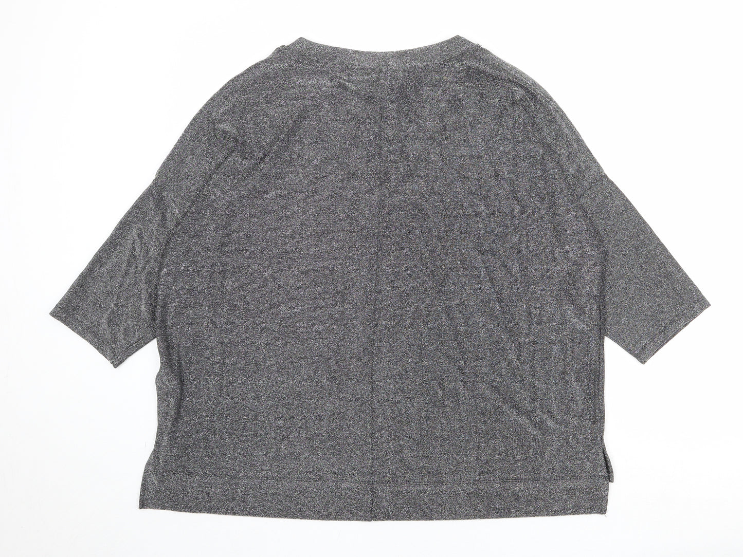 Marks and Spencer Womens Silver Polyamide Basic Blouse Size 16 V-Neck