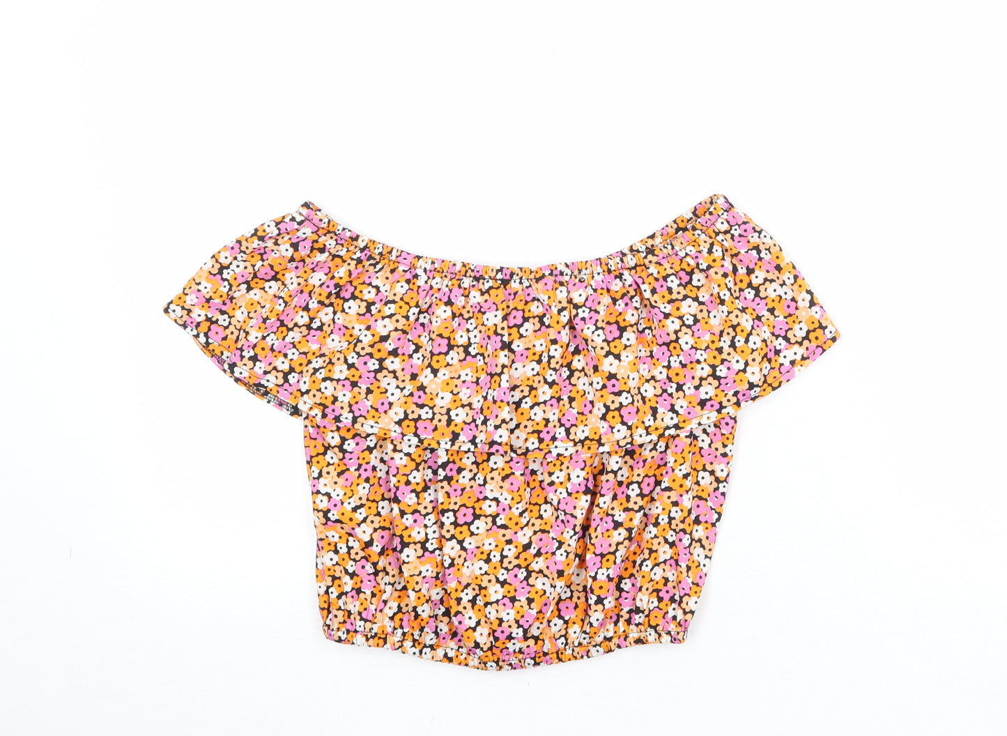 New Look Girls Multicoloured Floral Polyester Cropped Blouse Size 13 Years Off the Shoulder Pullover