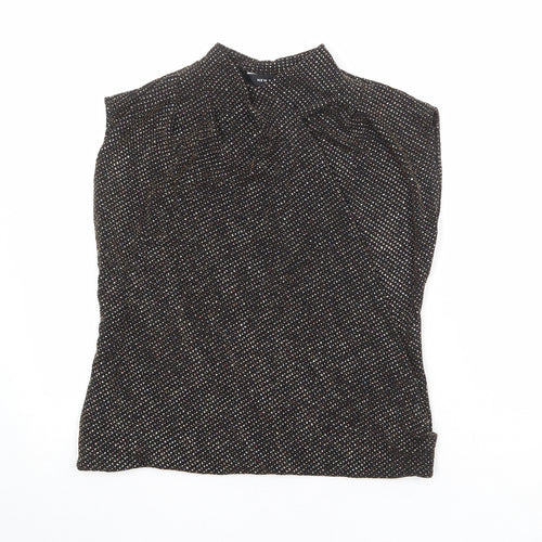 New Look Womens Black Nylon Basic Blouse Size 8 Mock Neck