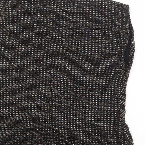New Look Womens Black Nylon Basic Blouse Size 8 Mock Neck