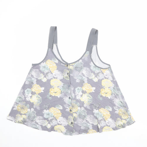 NEXT Womens Grey Floral Viscose Basic Tank Size 14 Round Neck