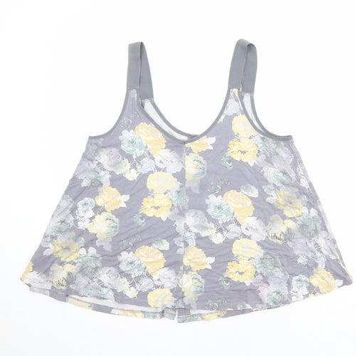 NEXT Womens Grey Floral Viscose Basic Tank Size 14 Round Neck