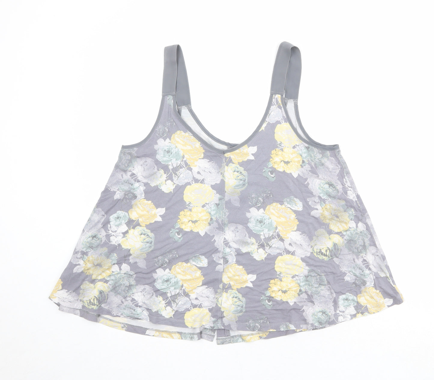 NEXT Womens Grey Floral Viscose Basic Tank Size 14 Round Neck
