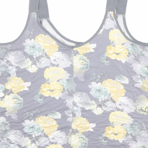 NEXT Womens Grey Floral Viscose Basic Tank Size 14 Round Neck