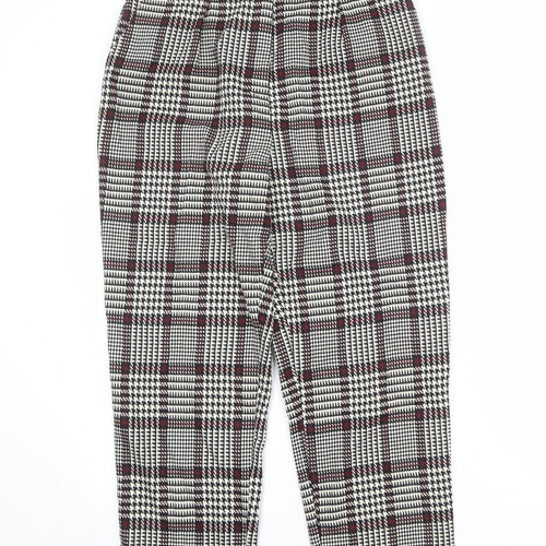 Topshop Womens Multicoloured Plaid Polyester Trousers Size 12 Regular Zip