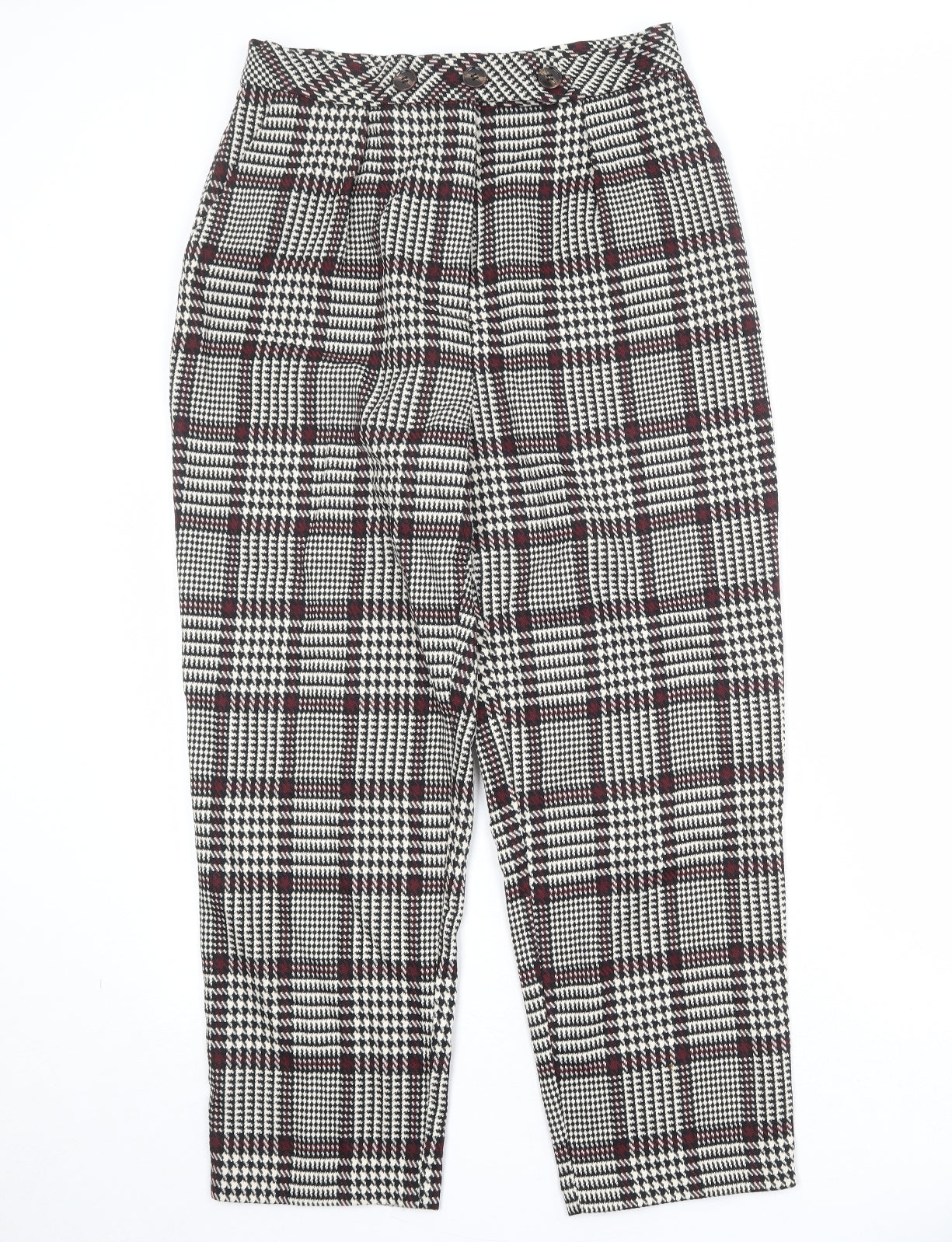 Topshop Womens Multicoloured Plaid Polyester Trousers Size 12 Regular Zip