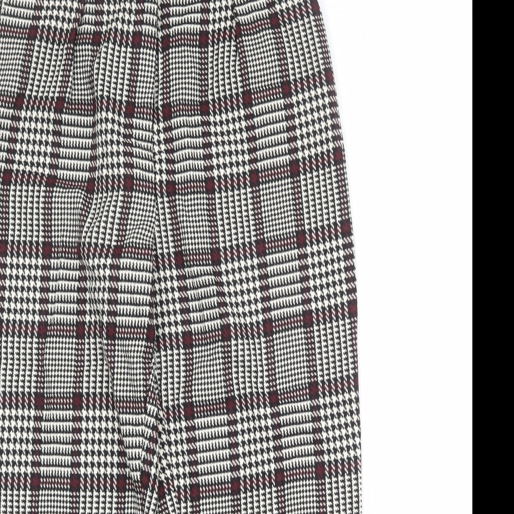 Topshop Womens Multicoloured Plaid Polyester Trousers Size 12 Regular Zip