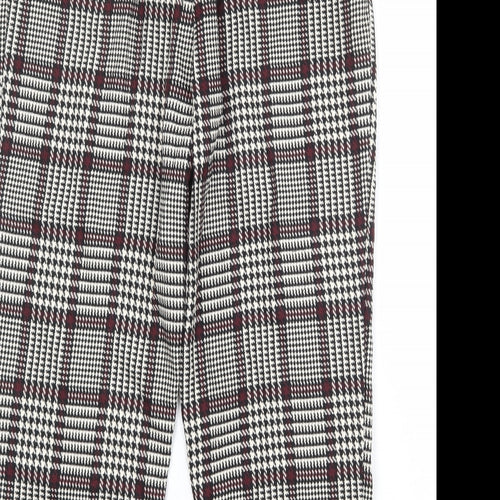 Topshop Womens Multicoloured Plaid Polyester Trousers Size 12 Regular Zip