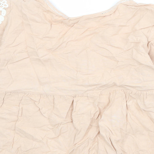 Zara Womens Pink Viscose Basic Blouse Size M V-Neck - Lace Details