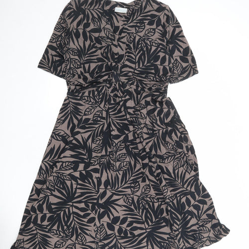 Cotswold Collections Womens Black Geometric Viscose Trapeze & Swing Size 8 V-Neck Pullover