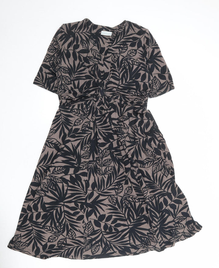 Cotswold Collections Womens Black Geometric Viscose Trapeze & Swing Size 8 V-Neck Pullover