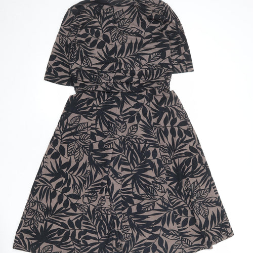 Cotswold Collections Womens Black Geometric Viscose Trapeze & Swing Size 8 V-Neck Pullover