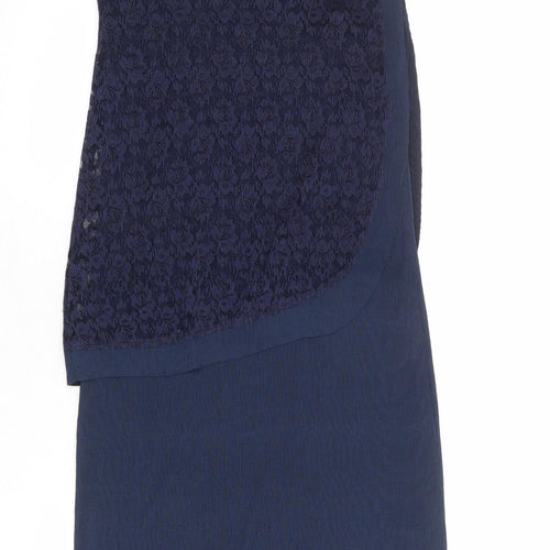 Klass Womens Blue Floral Polyester A-Line Size 14 Round Neck Pullover
