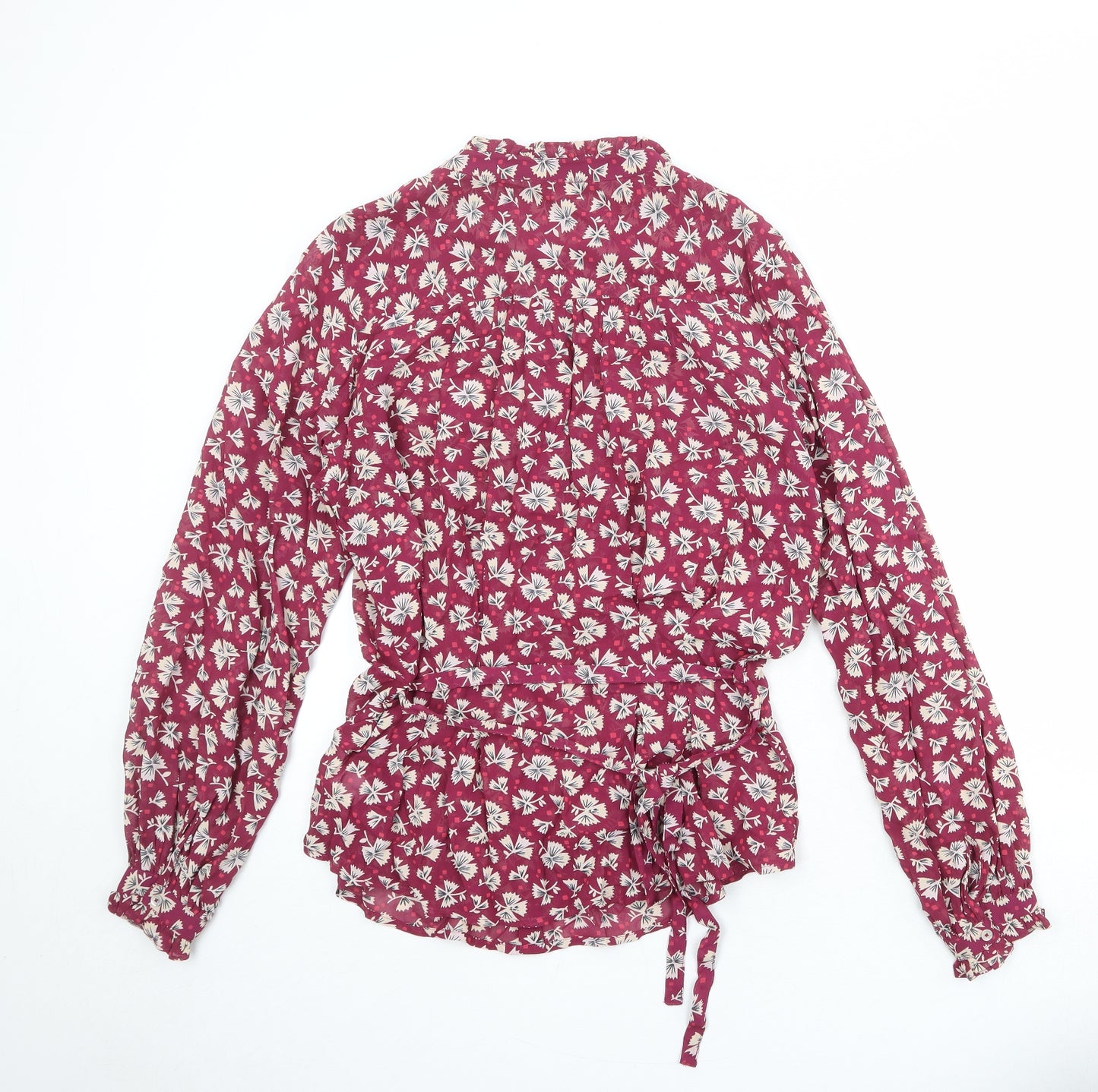 NEXT Womens Purple Geometric Viscose Basic Blouse Size 12 V-Neck