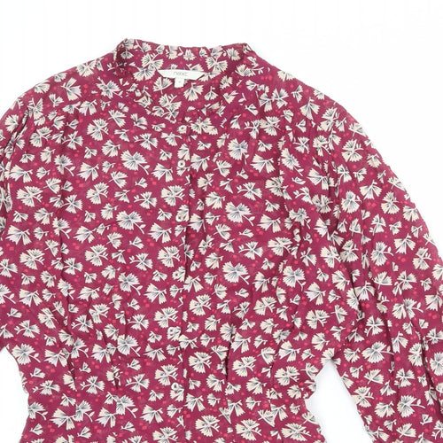NEXT Womens Purple Geometric Viscose Basic Blouse Size 12 V-Neck