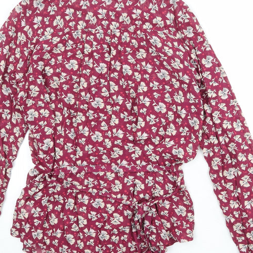 NEXT Womens Purple Geometric Viscose Basic Blouse Size 12 V-Neck
