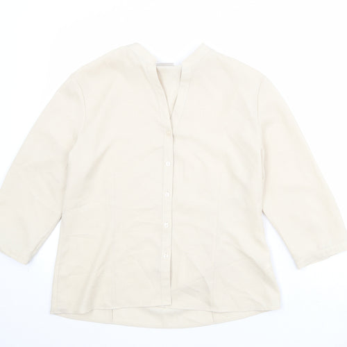 Alexon Womens Beige Polyester Basic Button-Up Size 14 V-Neck