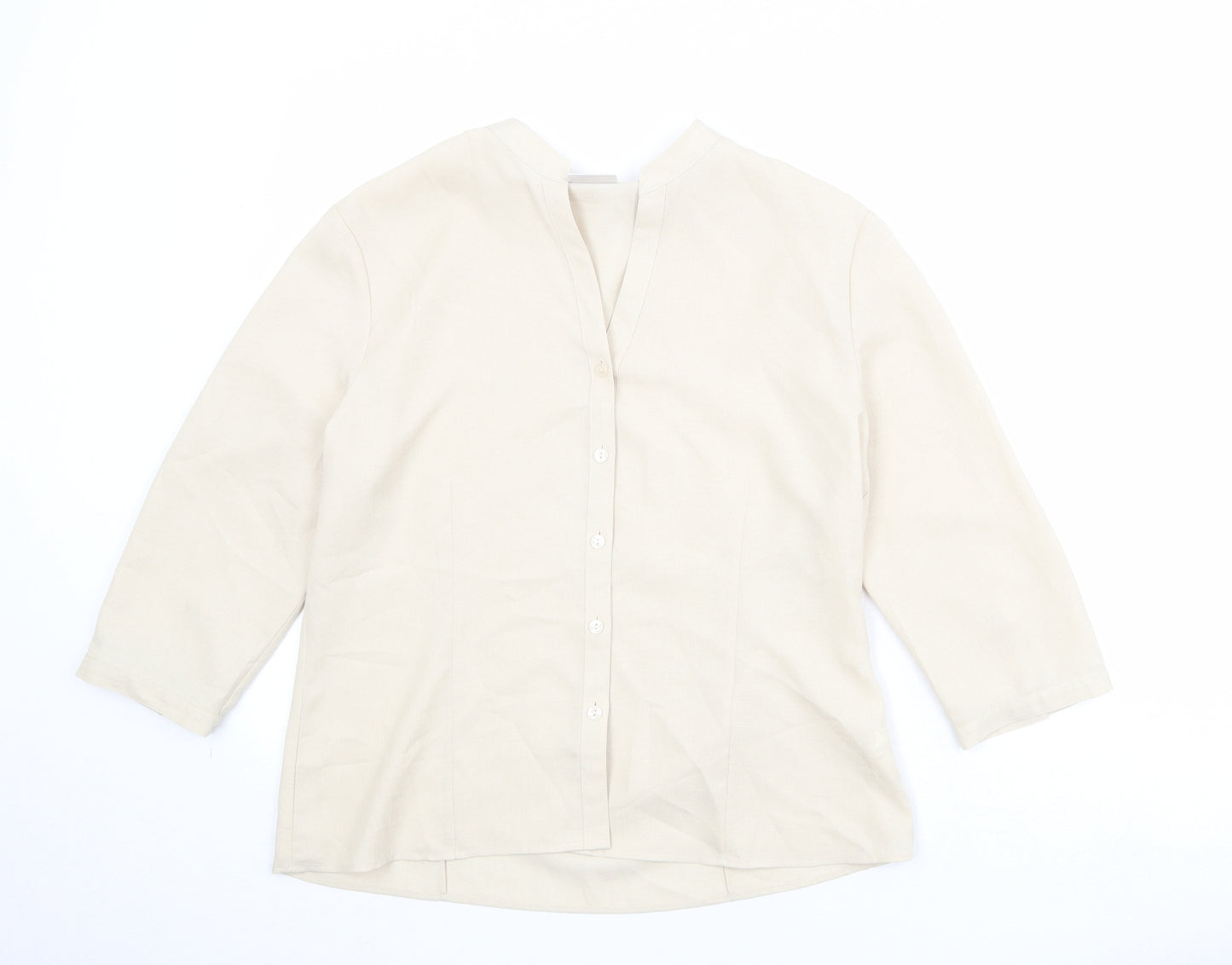 Alexon Womens Beige Polyester Basic Button-Up Size 14 V-Neck