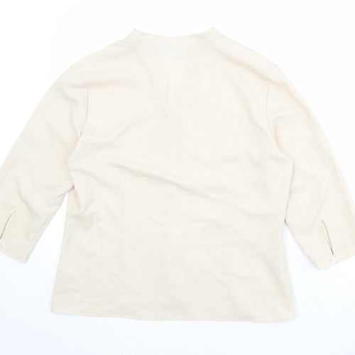 Alexon Womens Beige Polyester Basic Button-Up Size 14 V-Neck