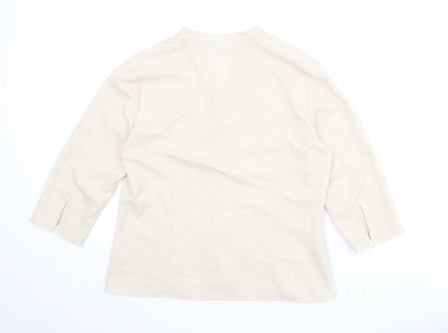 Alexon Womens Beige Polyester Basic Button-Up Size 14 V-Neck