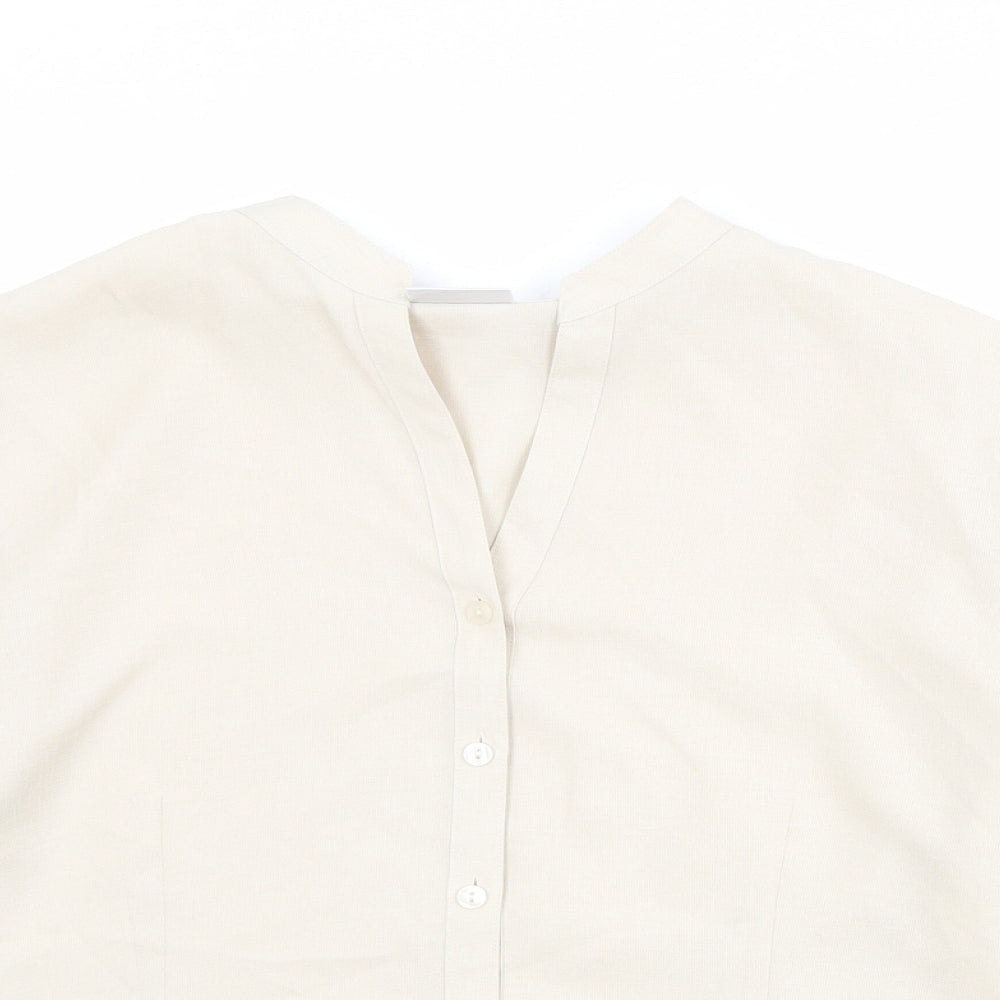 Alexon Womens Beige Polyester Basic Button-Up Size 14 V-Neck