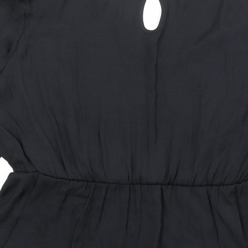 Marks and Spencer Womens Black Polyester Basic Blouse Size 18 V-Neck
