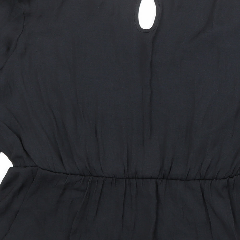 Marks and Spencer Womens Black Polyester Basic Blouse Size 18 V-Neck