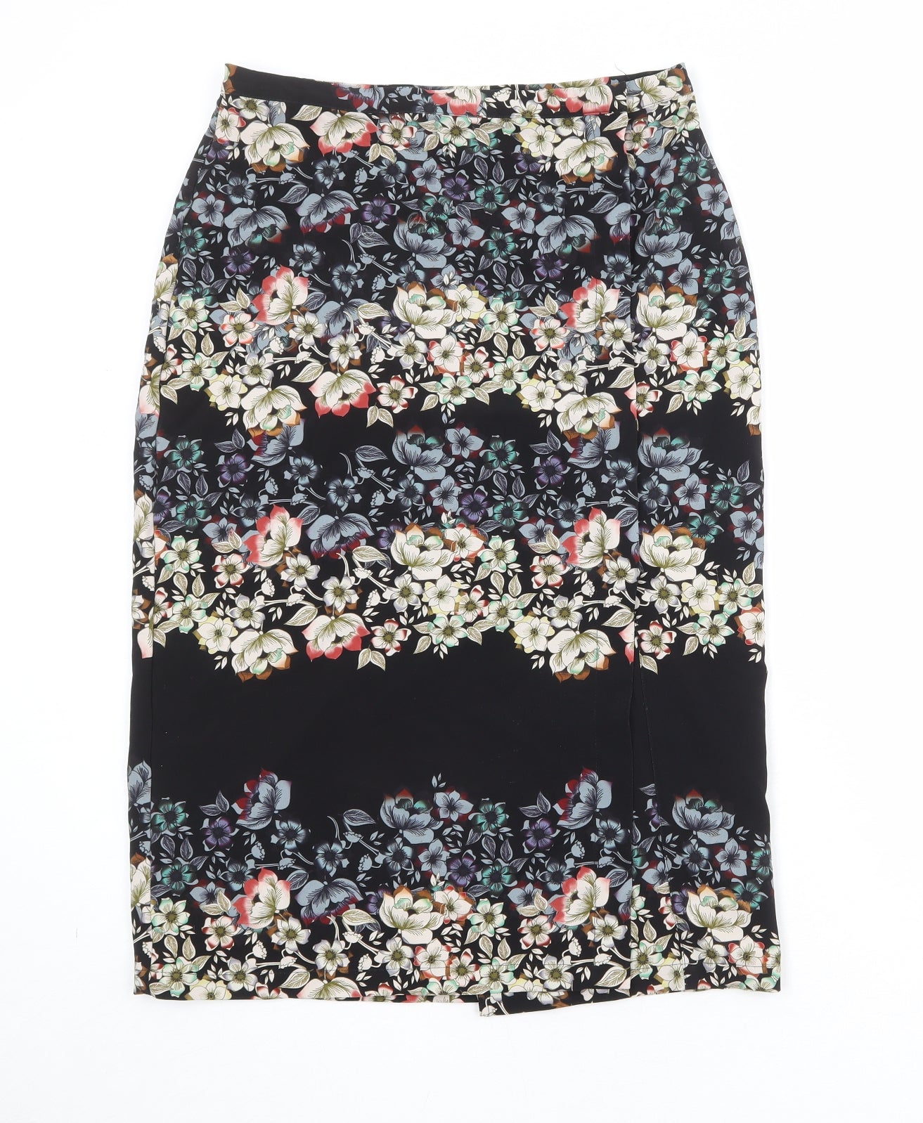 Topshop Womens Multicoloured Floral Polyester Wrap Skirt Size 12 Button