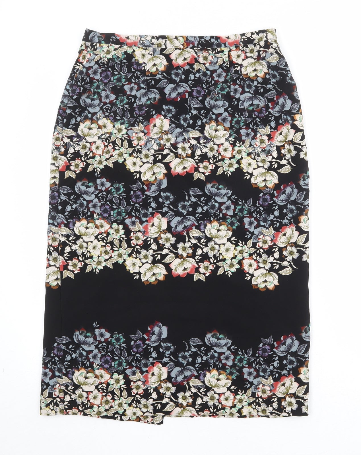 Topshop Womens Multicoloured Floral Polyester Wrap Skirt Size 12 Button