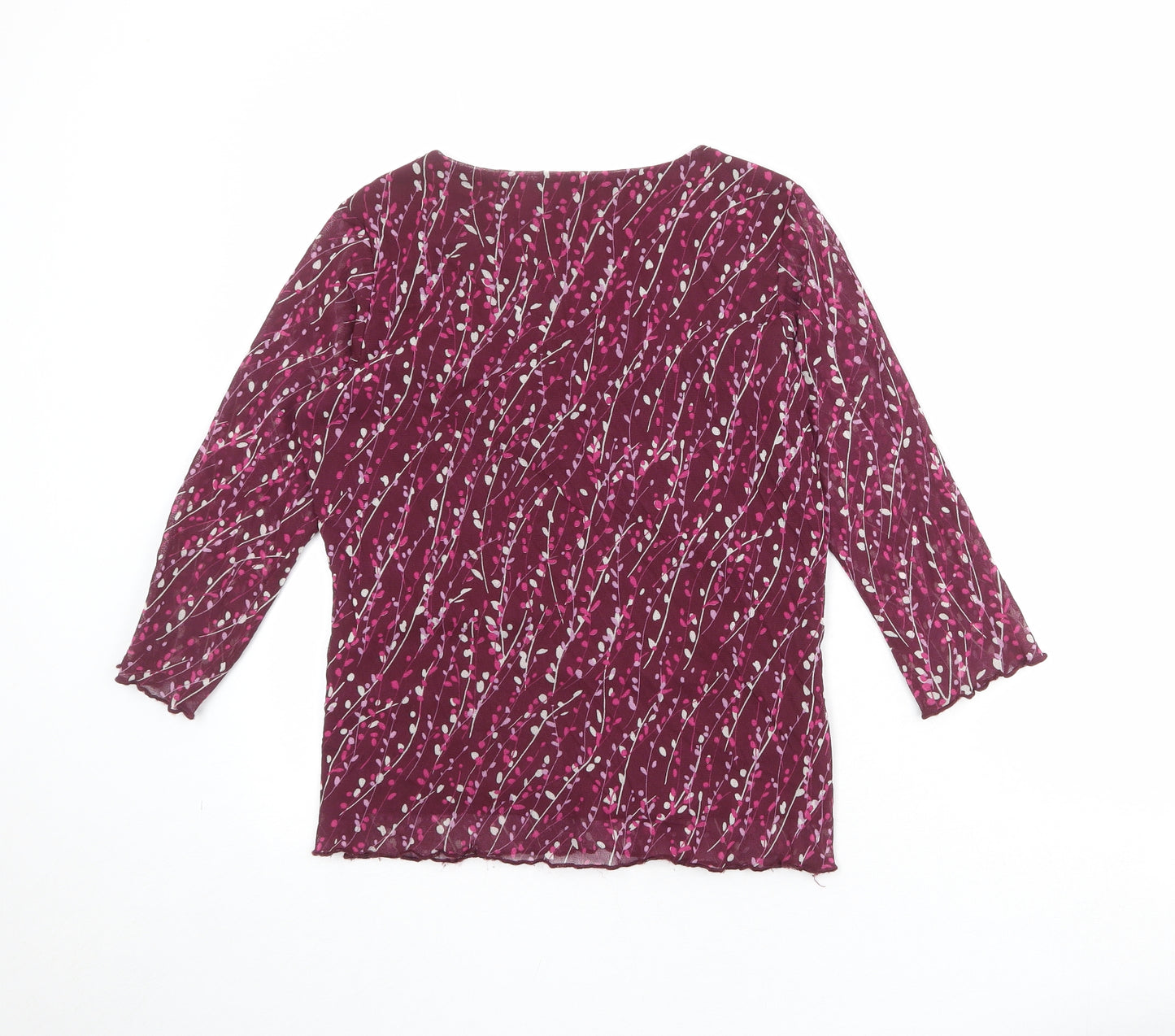 Bonmarché Womens Purple Geometric Nylon Basic Blouse Size S V-Neck