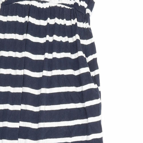 Marks and Spencer Womens Blue Striped 100% Cotton Maxi Size 10 Round Neck Pullover