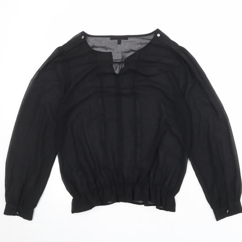 NEXT Womens Black Polyester Basic Blouse Size 14 V-Neck