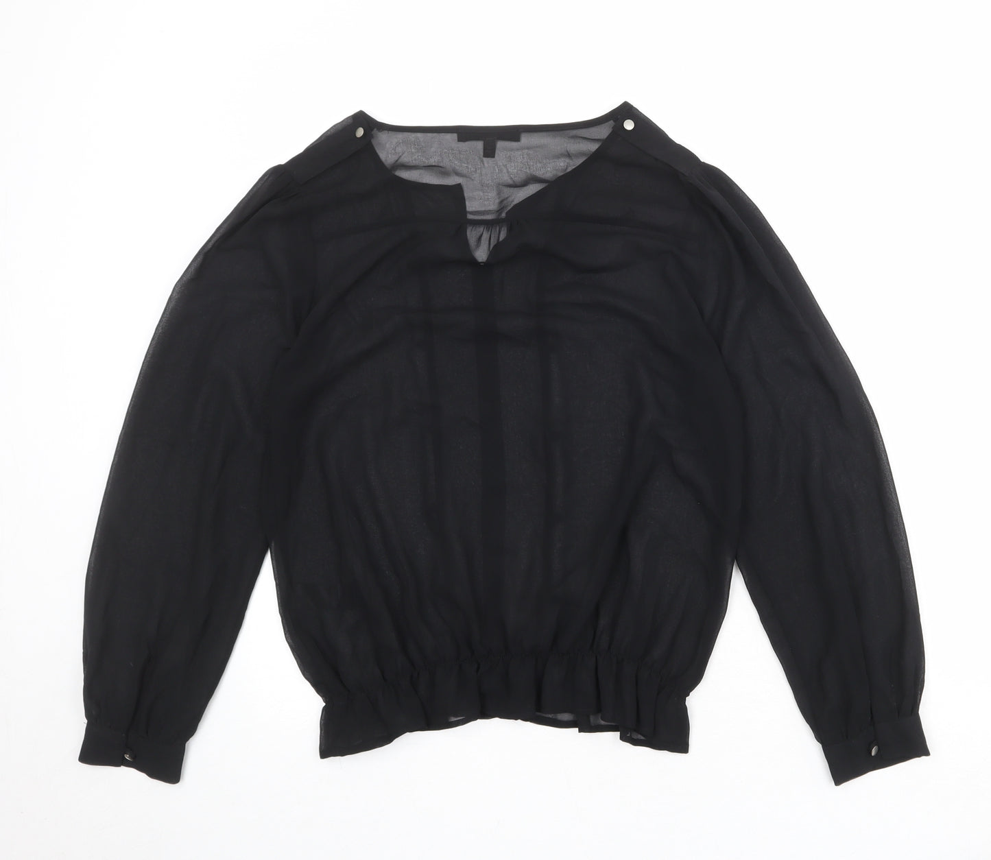 NEXT Womens Black Polyester Basic Blouse Size 14 V-Neck