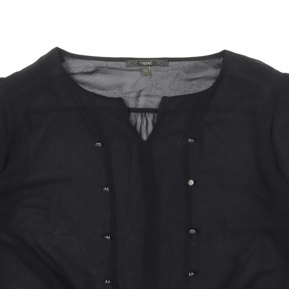 NEXT Womens Black Polyester Basic Blouse Size 14 V-Neck