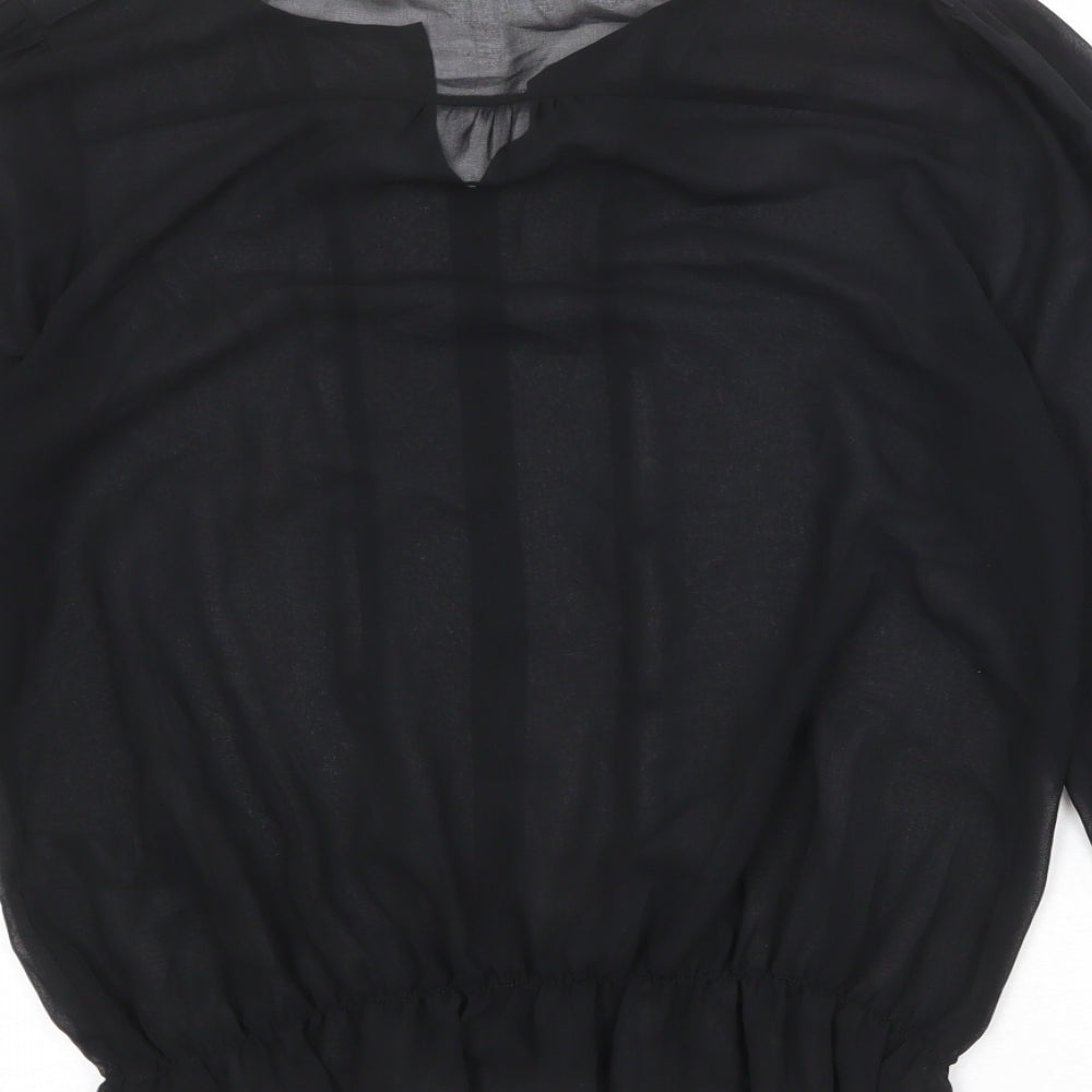 NEXT Womens Black Polyester Basic Blouse Size 14 V-Neck
