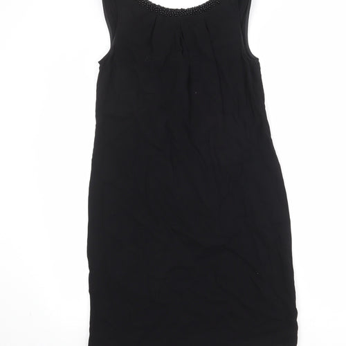 Monsoon Womens Black Viscose A-Line Size 8 Round Neck Zip