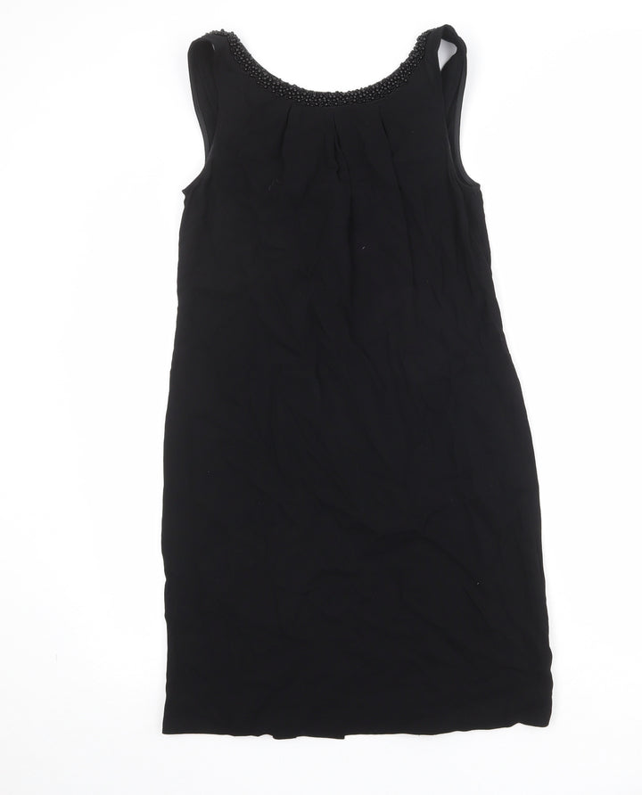 Monsoon Womens Black Viscose A-Line Size 8 Round Neck Zip