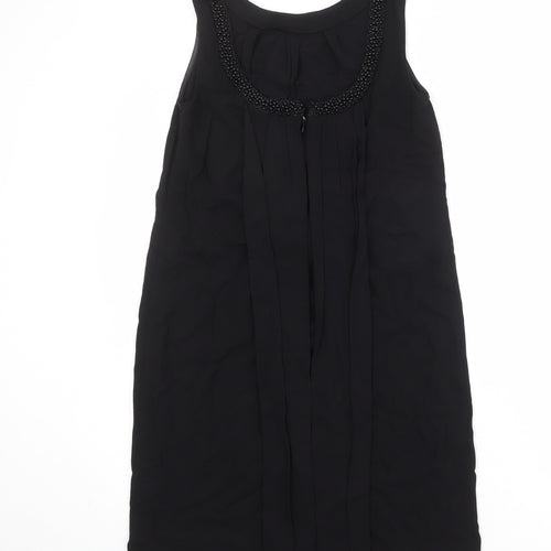 Monsoon Womens Black Viscose A-Line Size 8 Round Neck Zip
