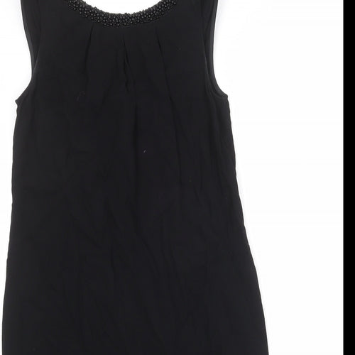 Monsoon Womens Black Viscose A-Line Size 8 Round Neck Zip