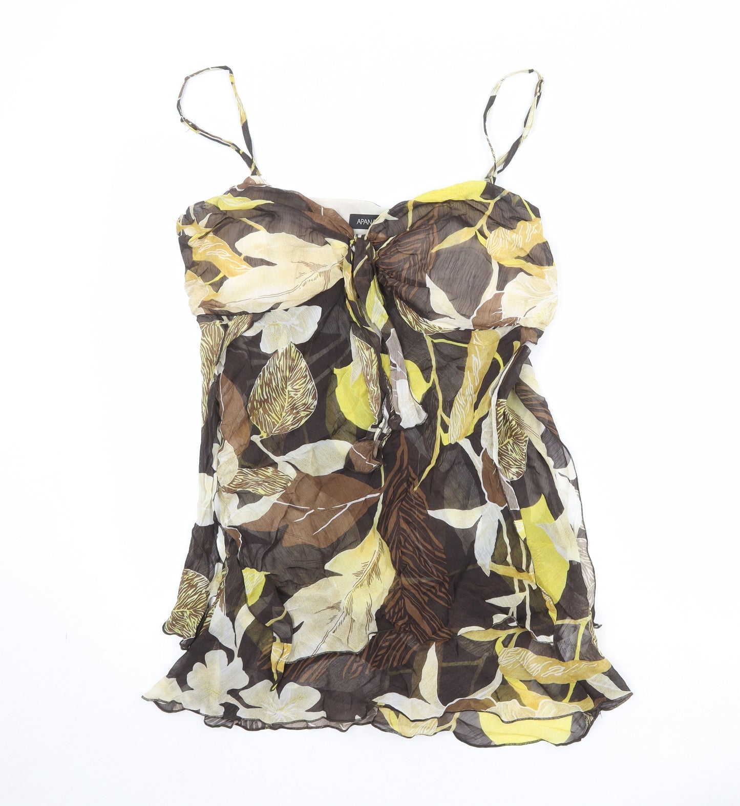APANAGE Womens Multicoloured Geometric Polyester Camisole Tank Size 18 Sweetheart - Leaf Pattern