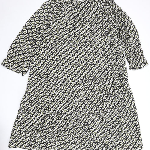 Per Una Womens Black Geometric Viscose A-Line Size 16 Round Neck Tie