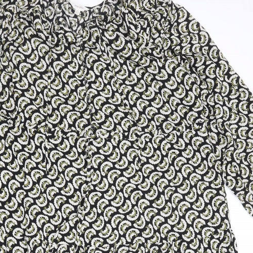 Per Una Womens Black Geometric Viscose A-Line Size 16 Round Neck Tie