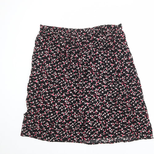 Classics Womens Black Floral Viscose A-Line Skirt Size L