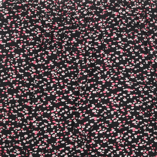 Classics Womens Black Floral Viscose A-Line Skirt Size L