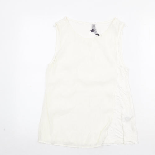 Marks and Spencer Womens Ivory Viscose Basic Tank Size 10 Boat Neck