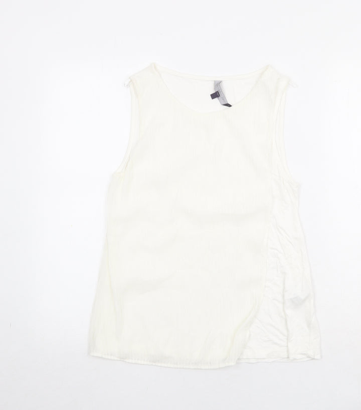 Marks and Spencer Womens Ivory Viscose Basic Tank Size 10 Boat Neck